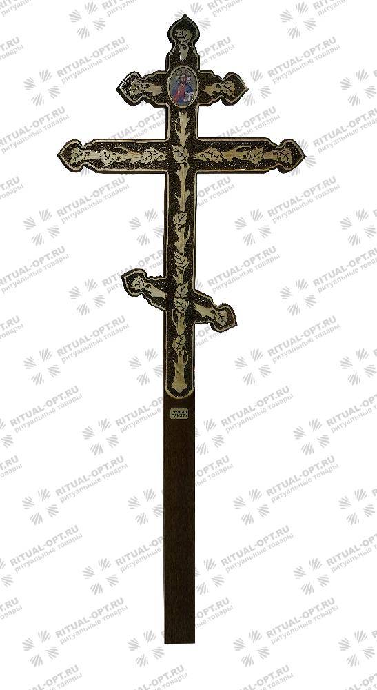 Крест "Художественный" березка-купола с иконой Исус, сосна, светлый