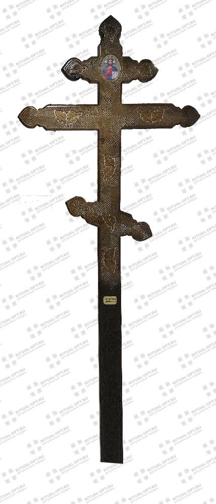 Крест "Художественный" купола-лист Березы, с иконой Исус, сосна, светлый